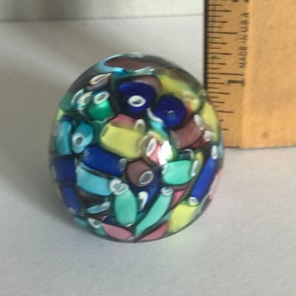 Vintage Murano Glass Confetti Paperweight Fratelli Taso Millefiori Small Multi C - Picture 9 of 10